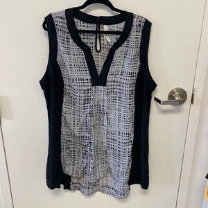 Black and White Sleeveless Women's Top